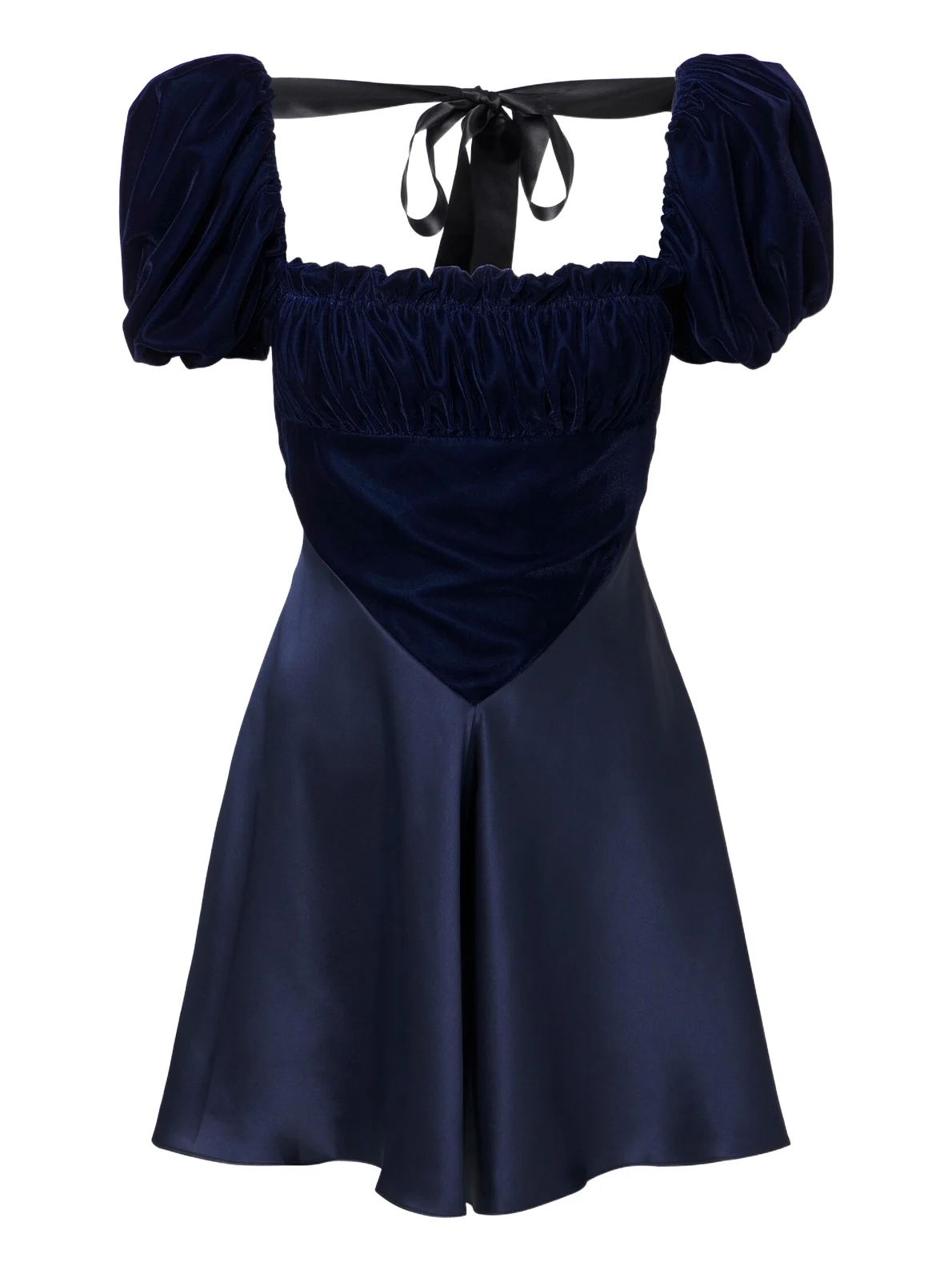 Ruched silk satin and velvet minidress Ruched silk satin and velvet minidress