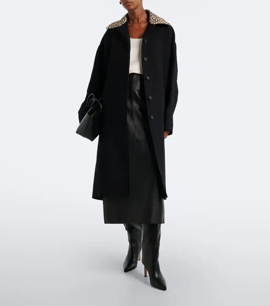 RÓHE Róhe Calf hair-trimmed virgin wool coat | Thumbnail 2