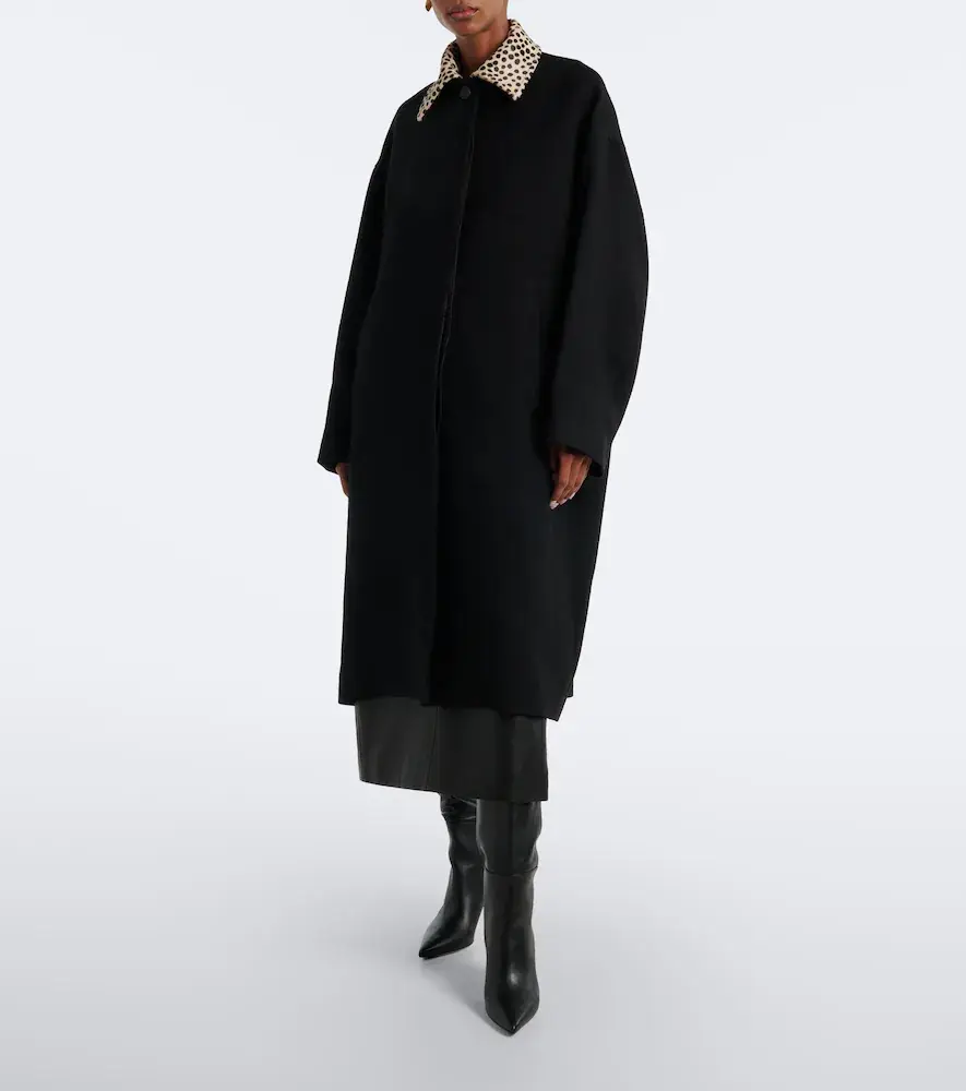 RÓHE Róhe Calf hair-trimmed virgin wool coat | Thumbnail 4