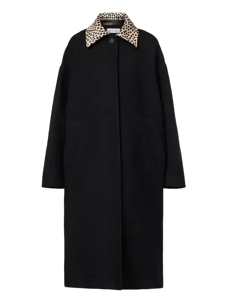 Róhe Calf hair-trimmed virgin wool coat Róhe Calf hair-trimmed virgin wool coat