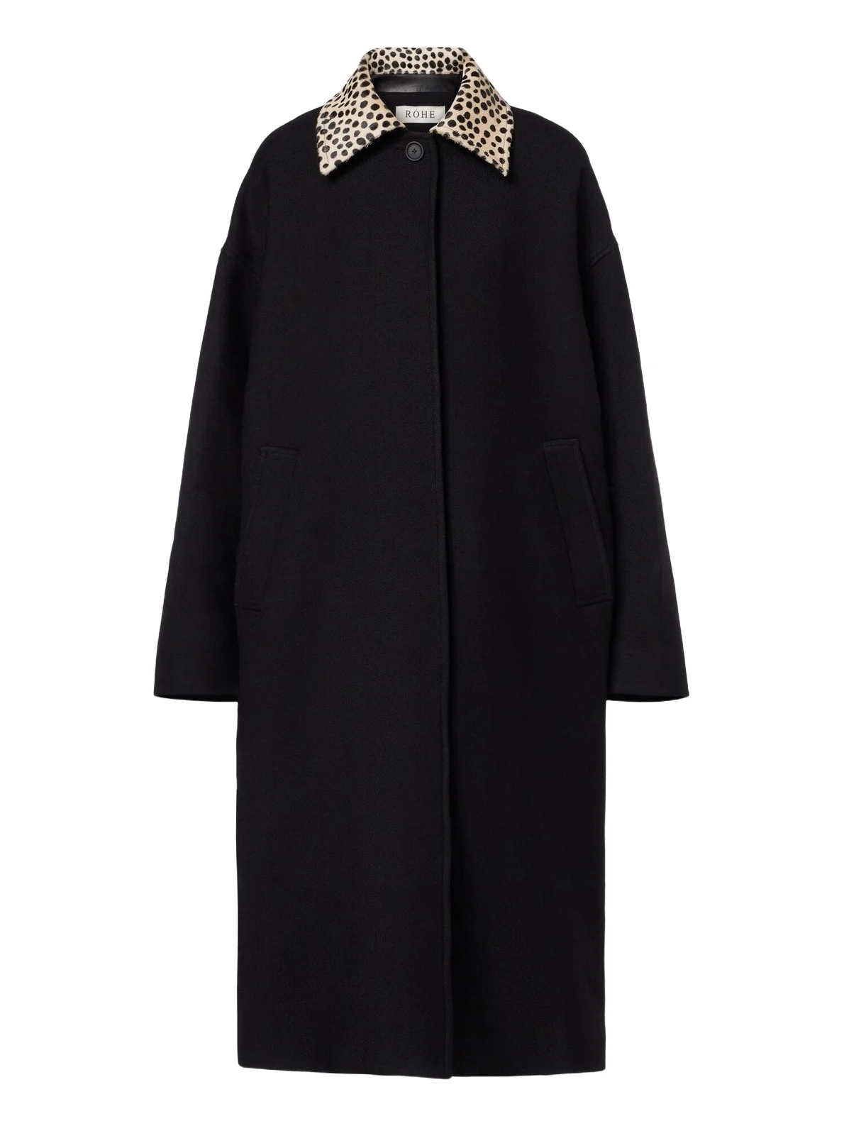 Róhe Calf hair-trimmed virgin wool coat