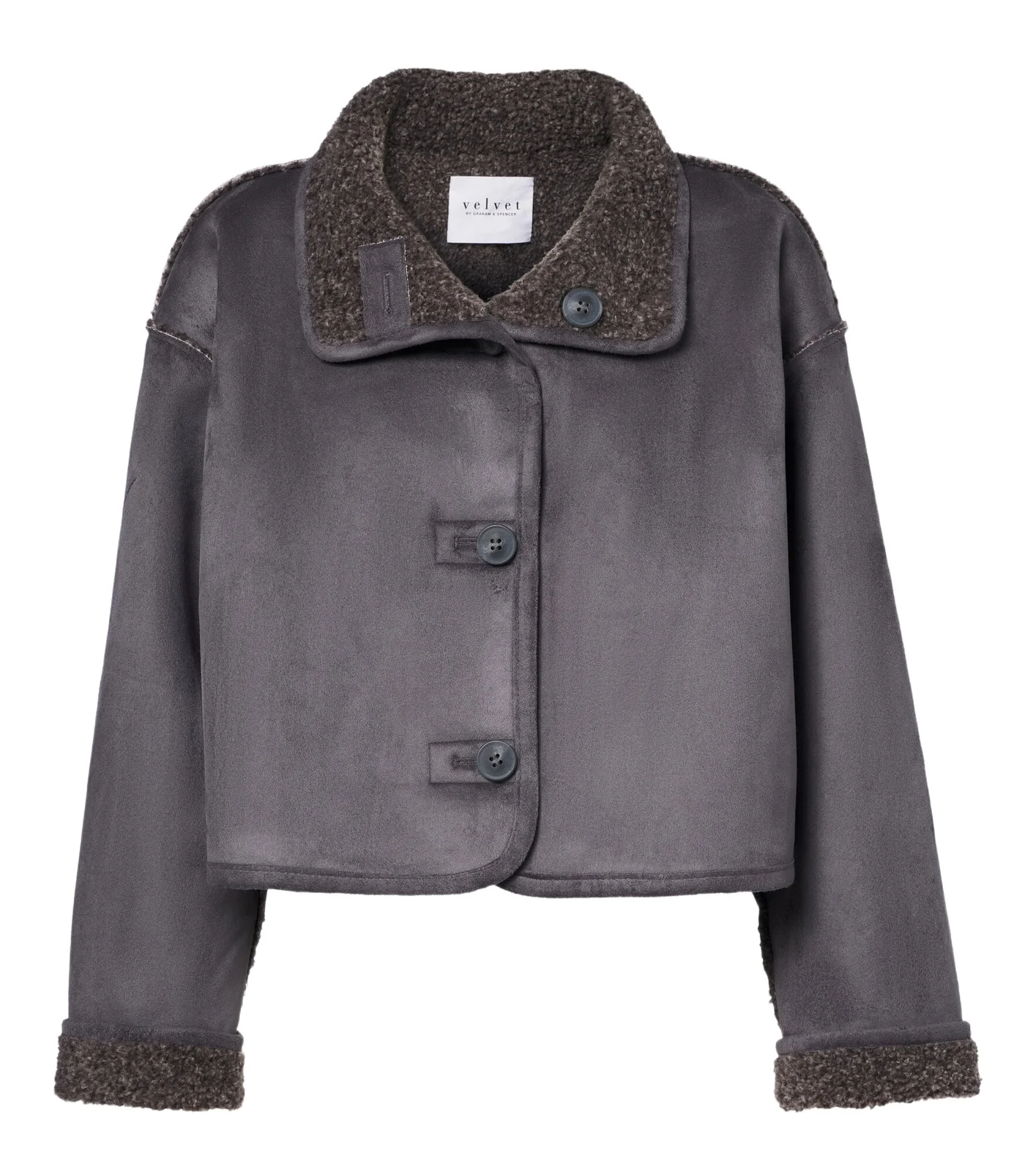 Velvet Esme teddy-lined cropped jacket