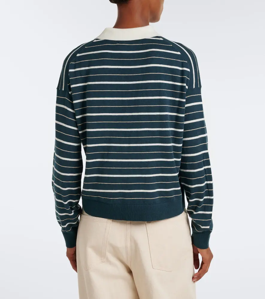 Velvet Kaelin striped cotton and cashmere polo sweater | Thumbnail 4 Velvet Kaelin striped cotton and cashmere polo sweater | Thumbnail 4
