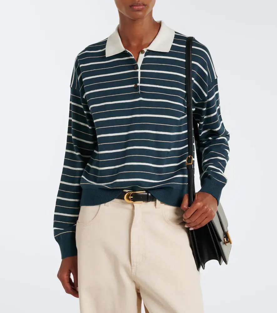 Velvet Kaelin striped cotton and cashmere polo sweater | Thumbnail 6 Velvet Kaelin striped cotton and cashmere polo sweater | Thumbnail 6