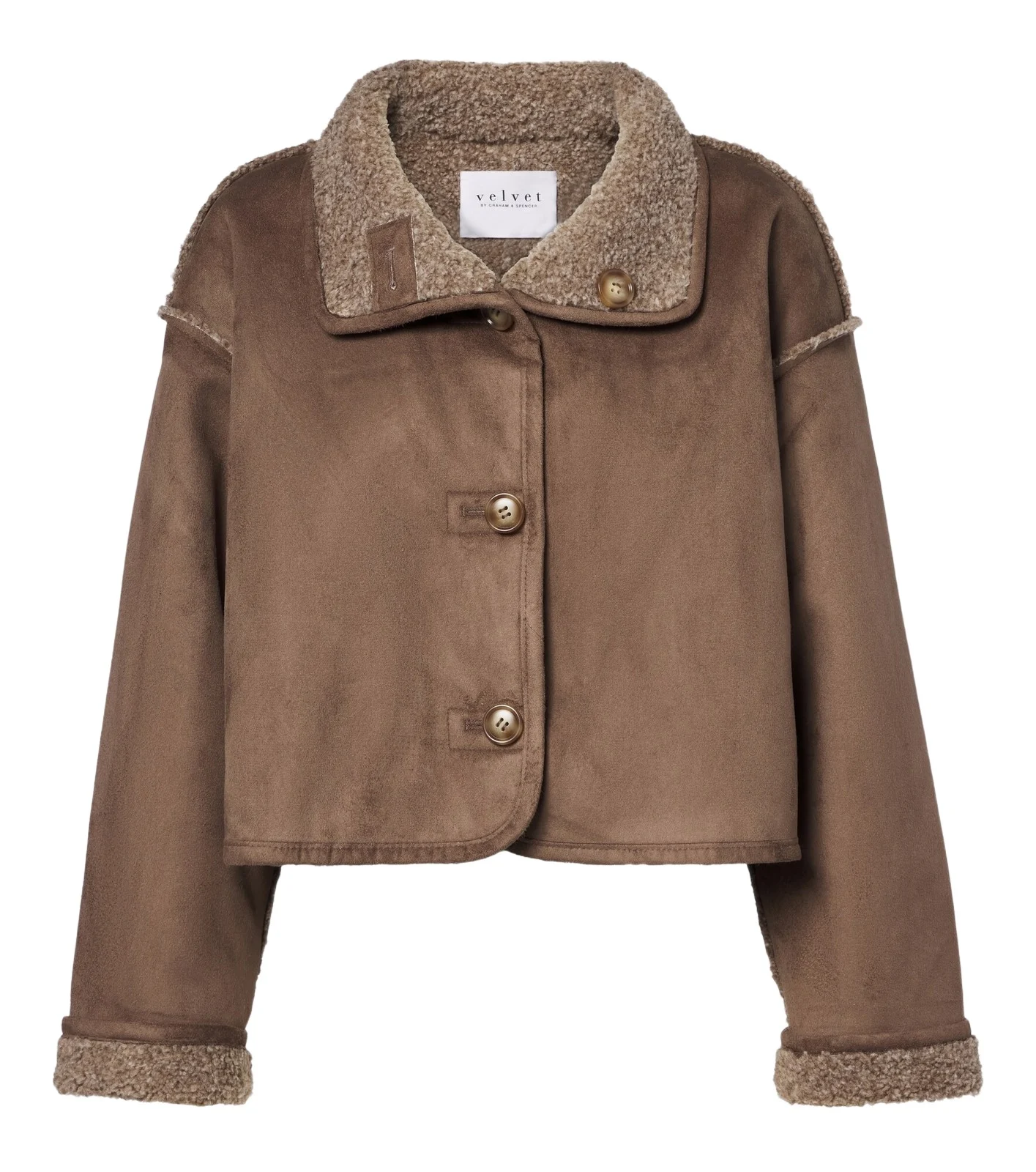 Velvet Esme teddy-lined cropped jacket