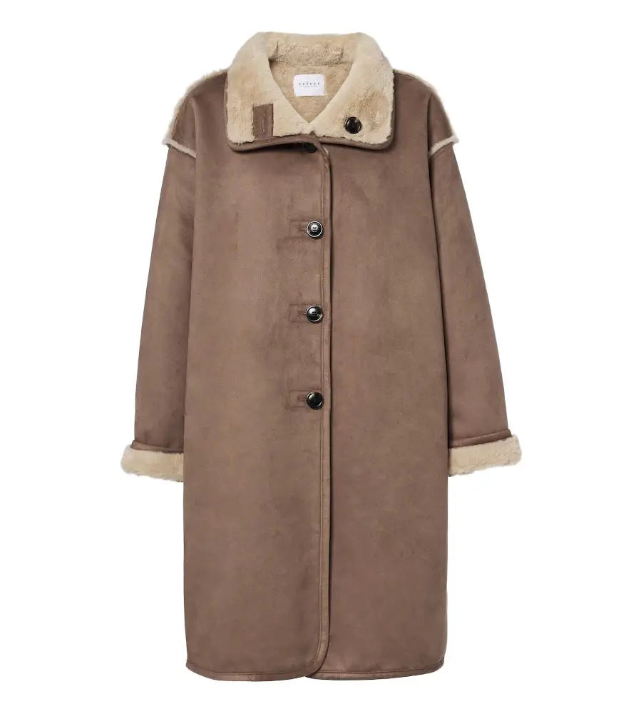 Velvet Yves teddy-trimmed coat | Image 1 Velvet Yves teddy-trimmed coat | Image 1