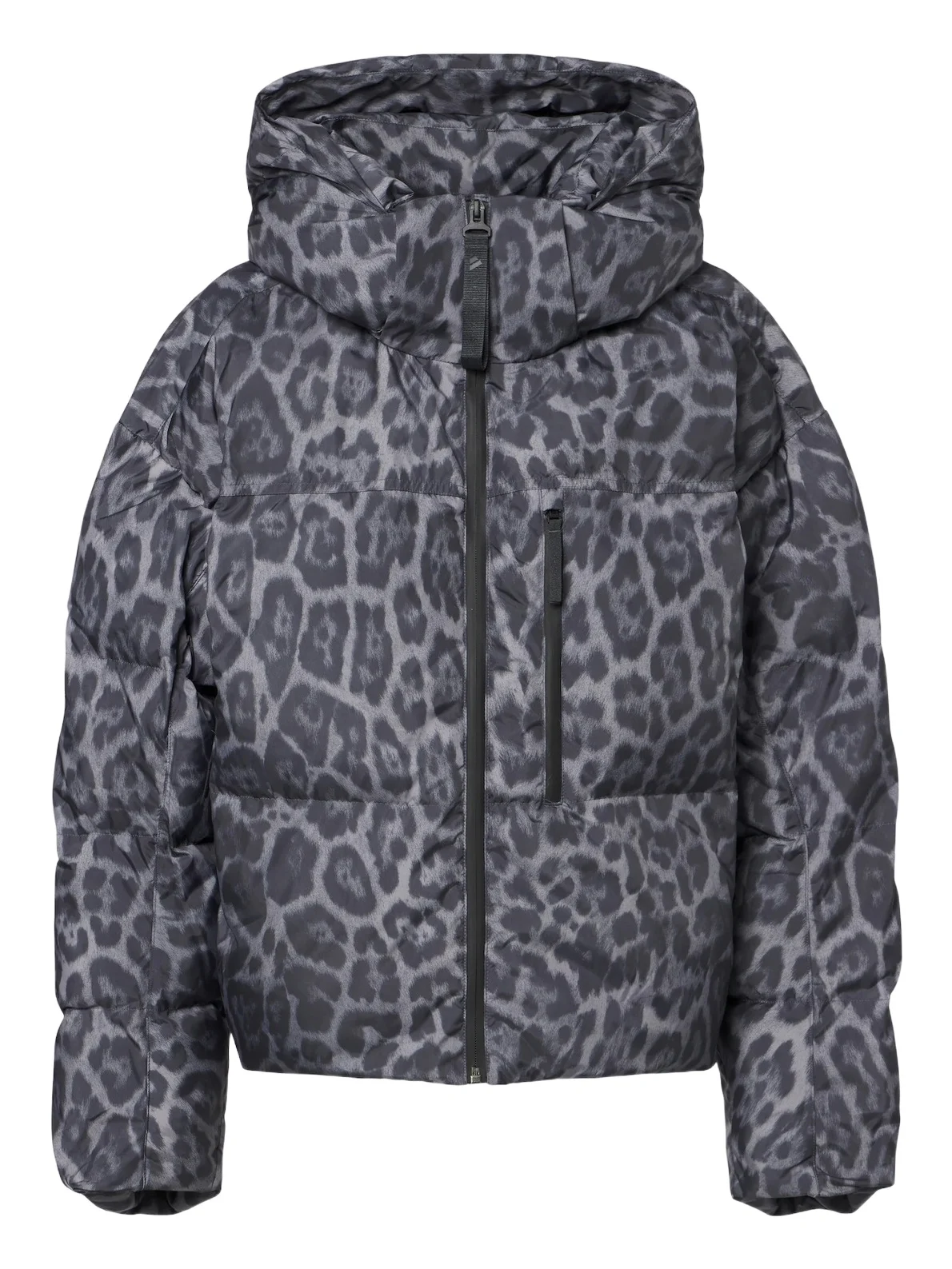 Hooded leopard-print puffer jacket