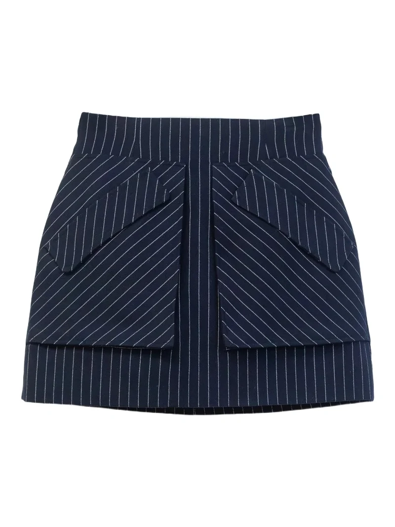 Aknvas The Cherry skirt in navy pinstripe