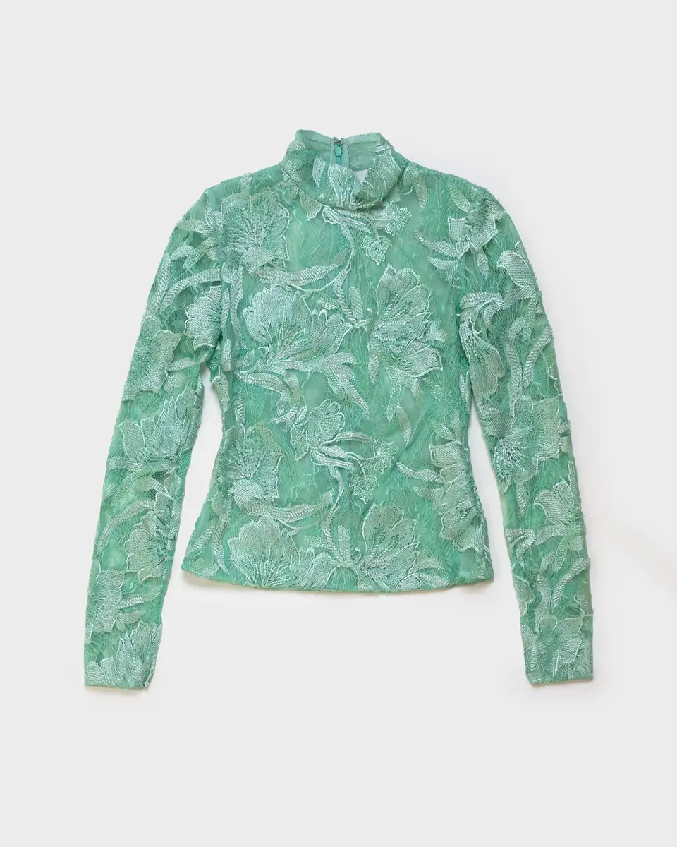 Aknvas The Freja top in beaded mint lace | Thumbnail 2