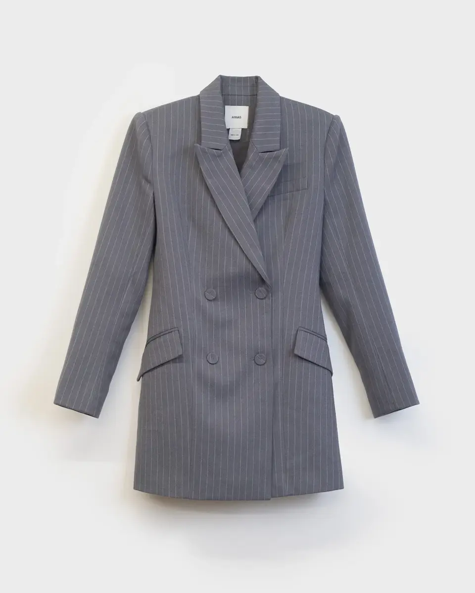 Aknvas The Zoe blazer dress in grey pinstripe | Thumbnail 2