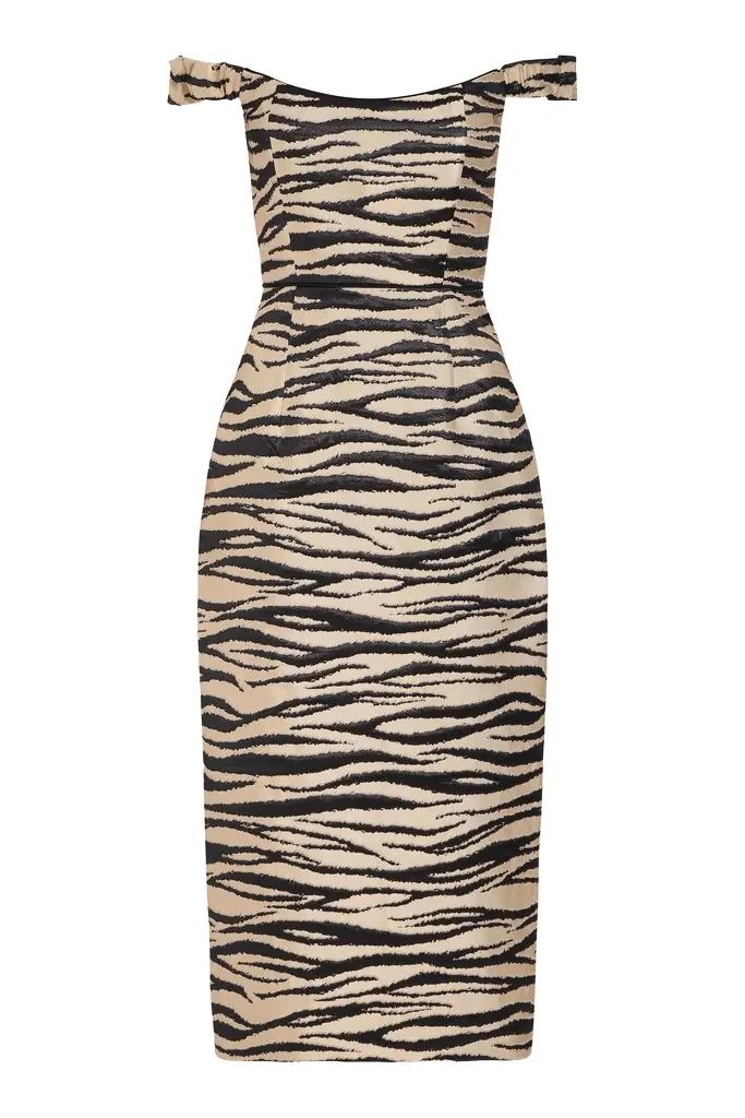 Markarian Amina Zebra-Striped Midi Dress