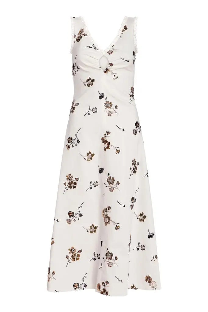 Coquette Sequined Cotton Midi Dress