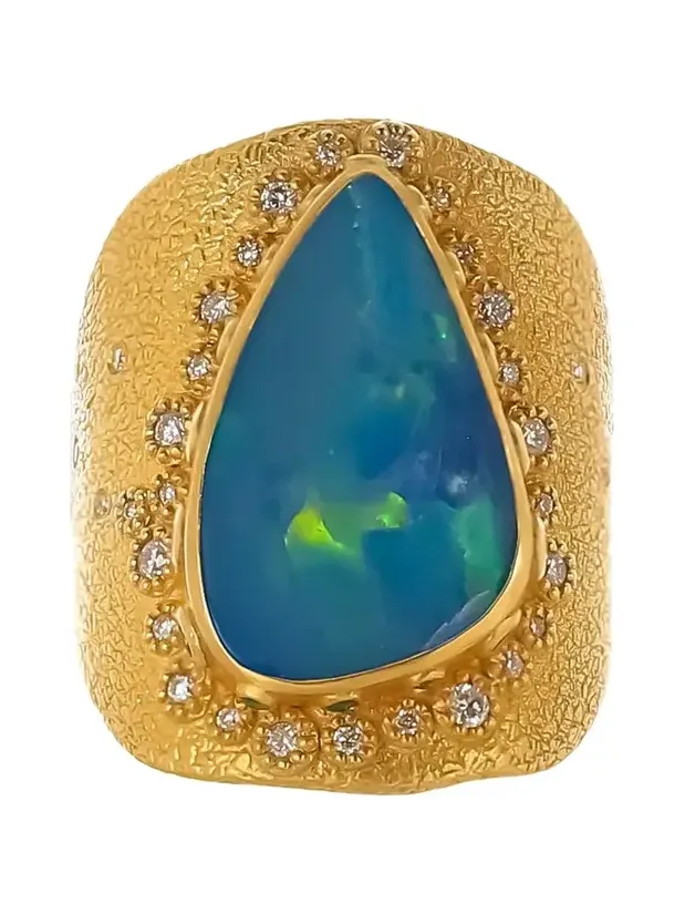 Opal Diamond Emerald Ring Opal Diamond Emerald Ring