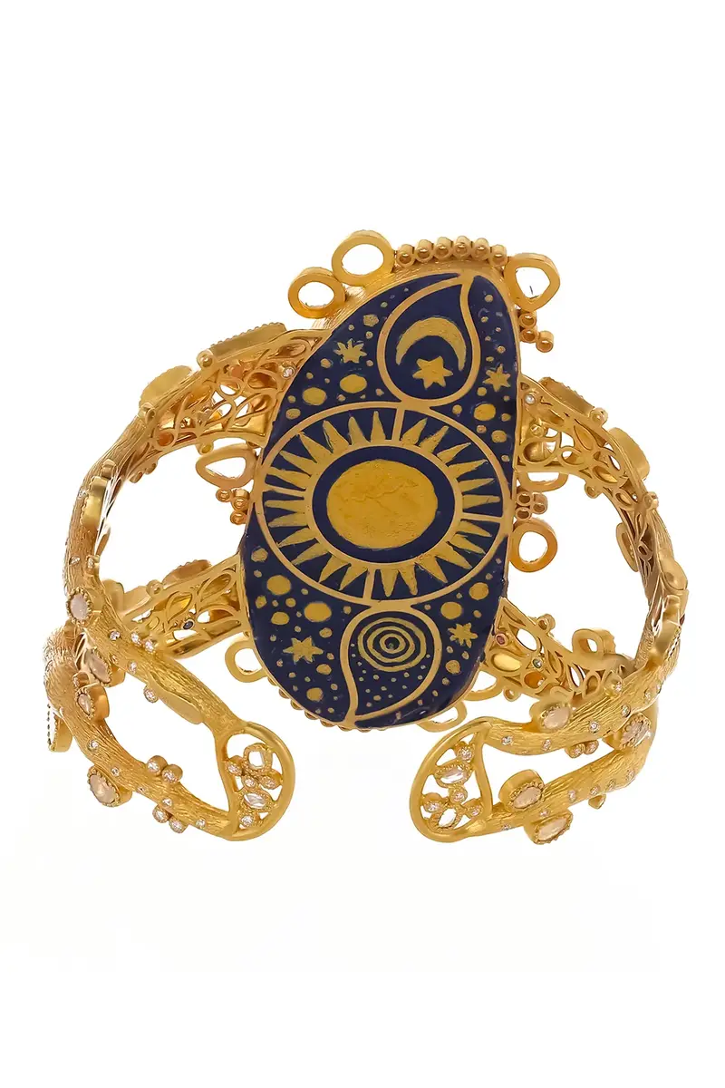 Coomi Blue Opal Diamond Hand Painted Cuff Bracelet | Thumbnail 3