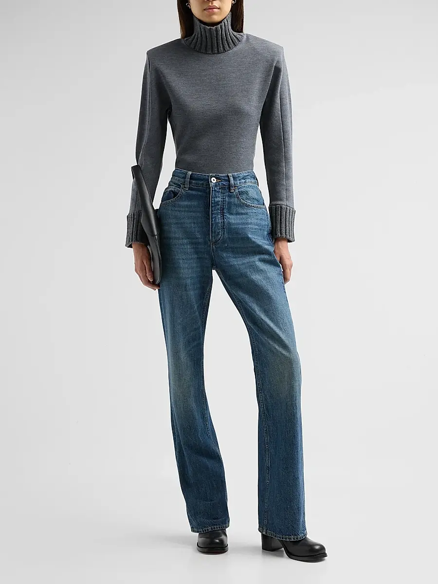 Bottega Veneta Women's Turtleneck Double-Knit Wool Long-Sleeve Sweater | Thumbnail 2 Bottega Veneta Women's Turtleneck Double-Knit Wool Long-Sleeve Sweater | Thumbnail 2