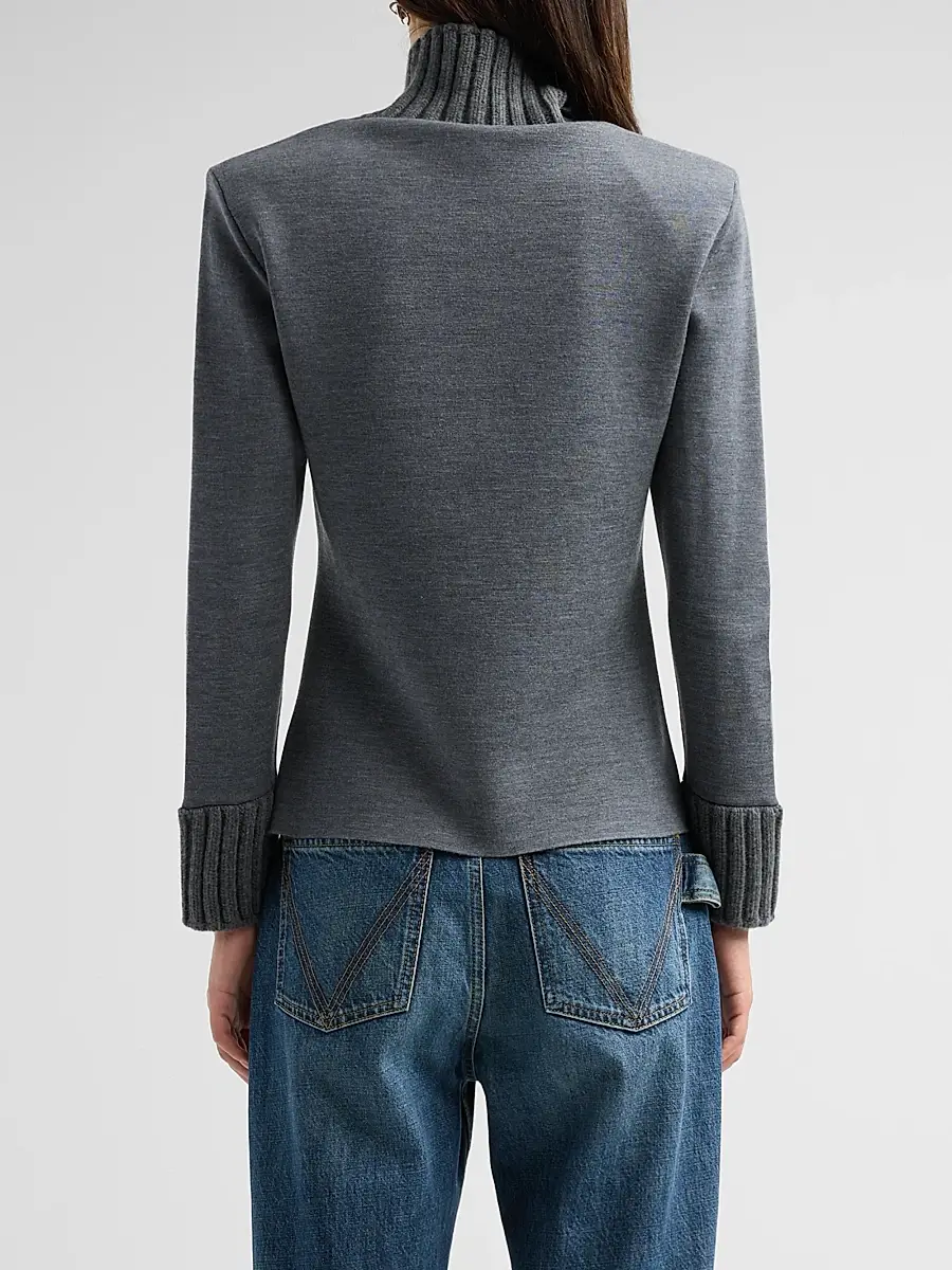 Bottega Veneta Women's Turtleneck Double-Knit Wool Long-Sleeve Sweater | Thumbnail 3 Bottega Veneta Women's Turtleneck Double-Knit Wool Long-Sleeve Sweater | Thumbnail 3