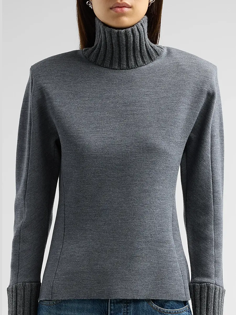 Bottega Veneta Women's Turtleneck Double-Knit Wool Long-Sleeve Sweater | Thumbnail 5 Bottega Veneta Women's Turtleneck Double-Knit Wool Long-Sleeve Sweater | Thumbnail 5