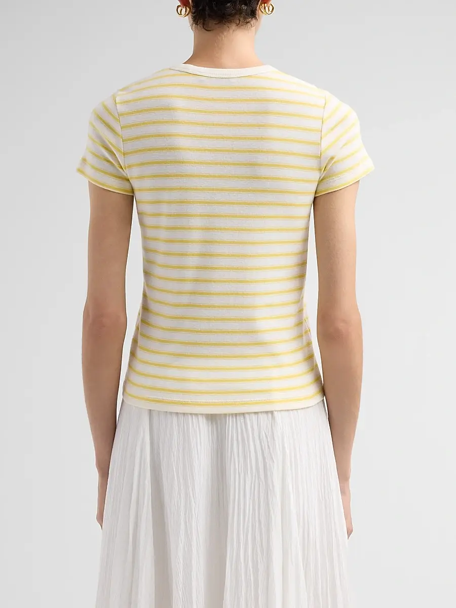 Vince Women's Striped Cotton-Blend Shrunken 90s T-Shirt | Thumbnail 3 Vince Women's Striped Cotton-Blend Shrunken 90s T-Shirt | Thumbnail 3
