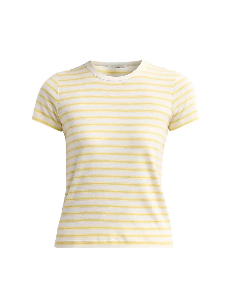 Vince Women's Striped Cotton-Blend Shrunken 90s T-Shirt