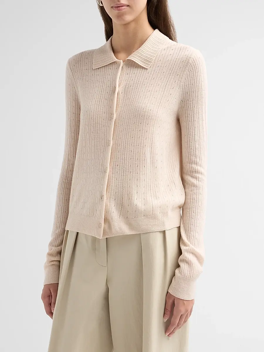 Vince Women's Pointelle Wool Cardigan | Thumbnail 4 Vince Women's Pointelle Wool Cardigan | Thumbnail 4