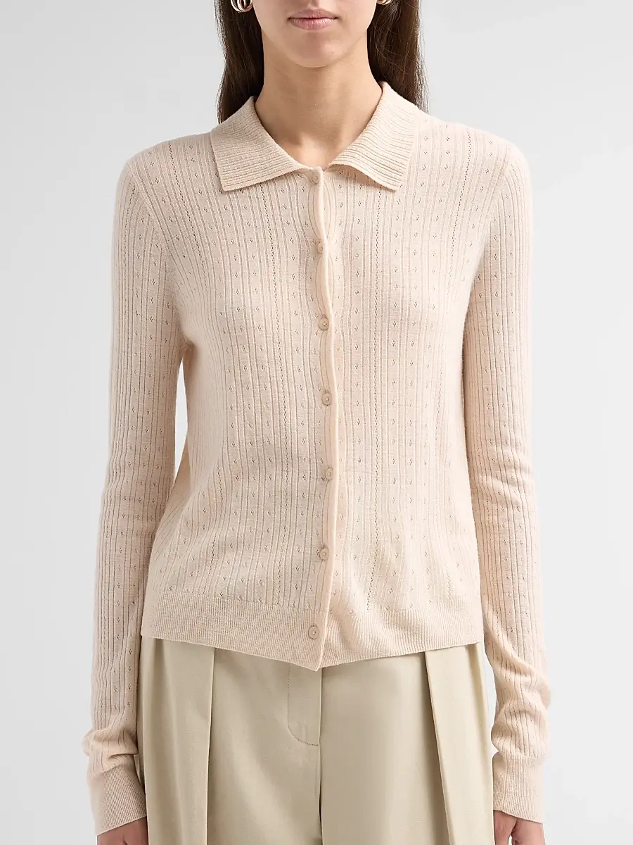 Vince Women's Pointelle Wool Cardigan | Thumbnail 5 Vince Women's Pointelle Wool Cardigan | Thumbnail 5