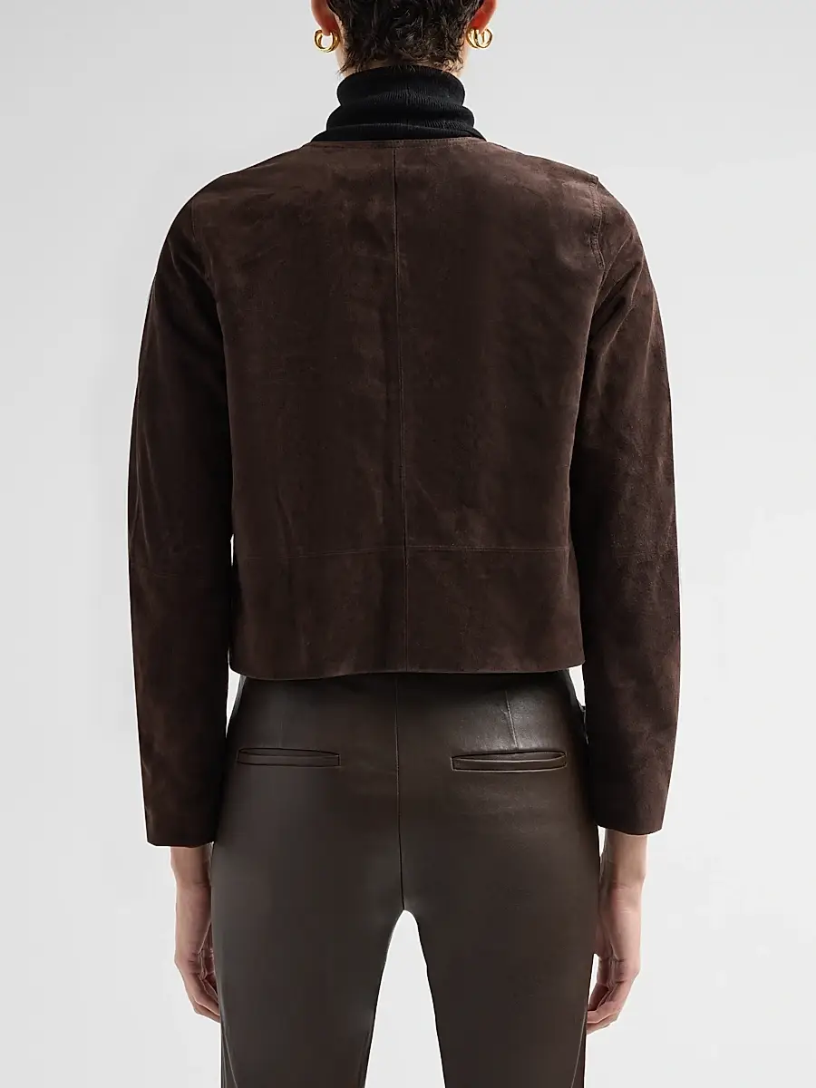 Vince Women's Suede Collarless Jacket | Thumbnail 3 Vince Women's Suede Collarless Jacket | Thumbnail 3