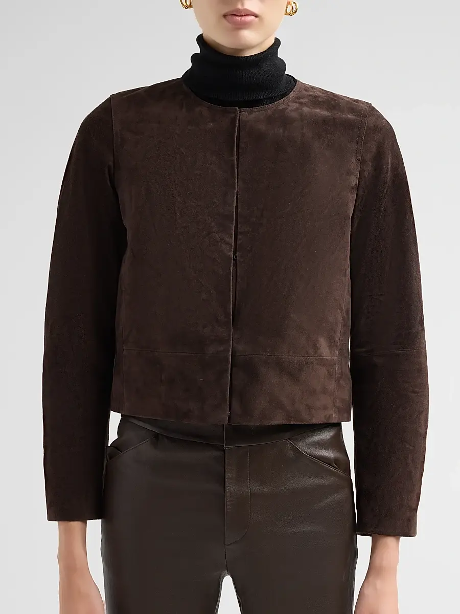 Vince Women's Suede Collarless Jacket | Thumbnail 5 Vince Women's Suede Collarless Jacket | Thumbnail 5