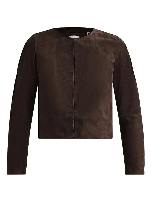 Women's Suede Collarless Jacket Women's Suede Collarless Jacket