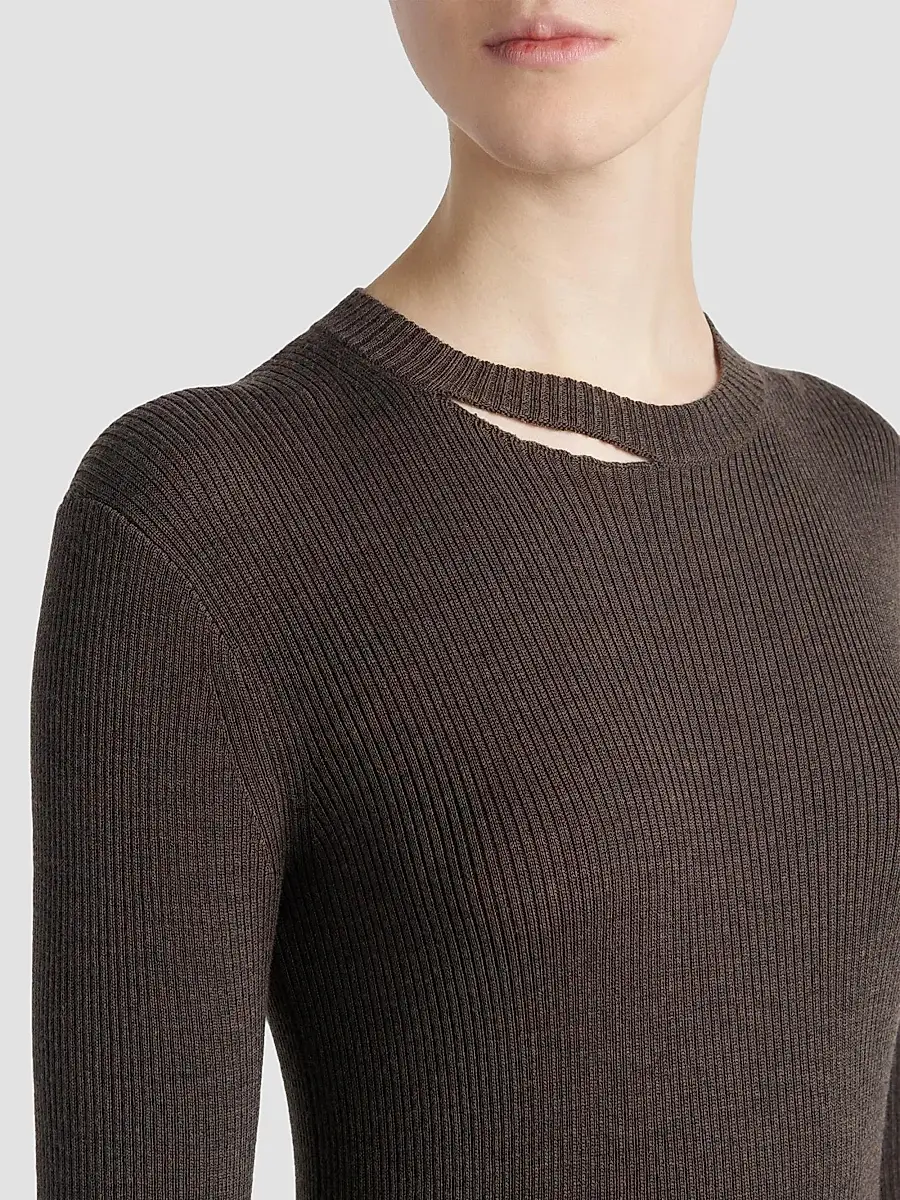 Alexander McQueen Women's Wool Knit Scallop Midi Dress | Thumbnail 5 Alexander McQueen Women's Wool Knit Scallop Midi Dress | Thumbnail 5