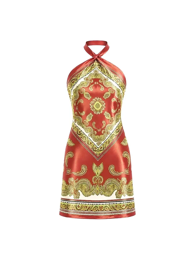 Retrofête Women's Adelaide Silk Halter Mini Dress