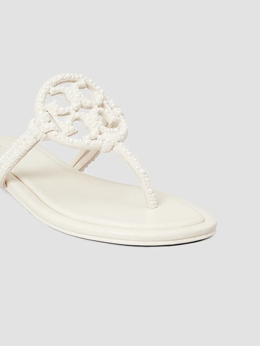 Tory Burch Women's Miller Imitation Pearl-Embellished Knotted Suede Sandals | Thumbnail 4 Tory Burch Women's Miller Imitation Pearl-Embellished Knotted Suede Sandals | Thumbnail 4