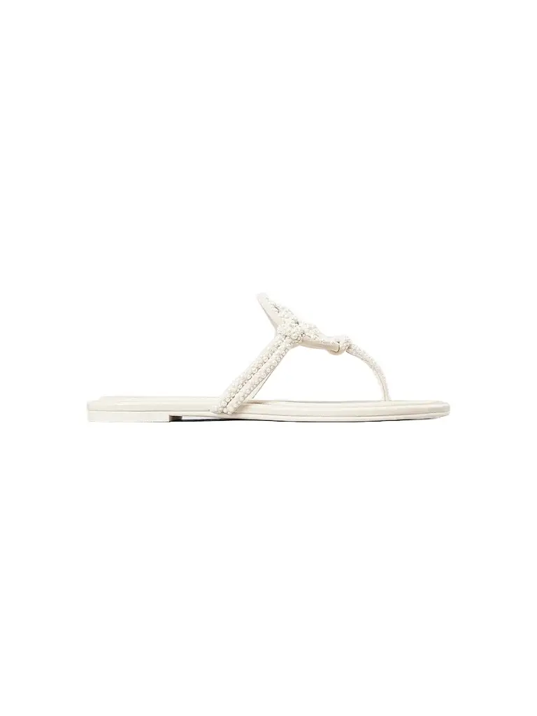 Tory Burch Women's Miller Imitation Pearl-Embellished Knotted Suede Sandals