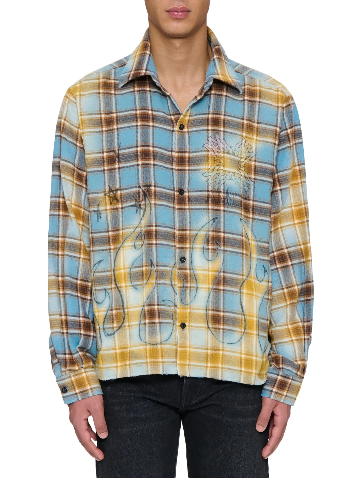 AMIRI Men's MA Quad Flames Flannel Shirt