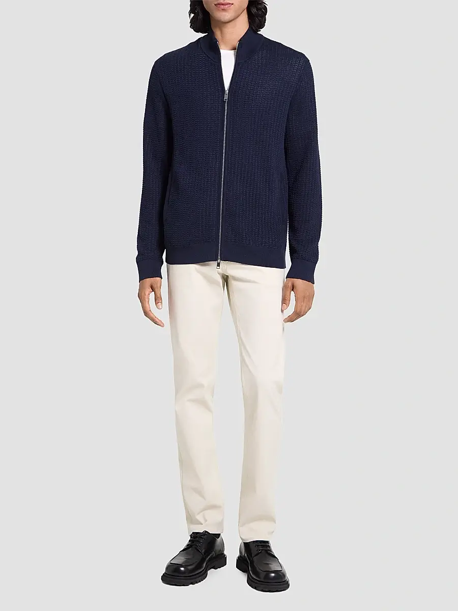Theory Men's Walton Knit Cotton Zip-Front Sweater | Thumbnail 2 Theory Men's Walton Knit Cotton Zip-Front Sweater | Thumbnail 2