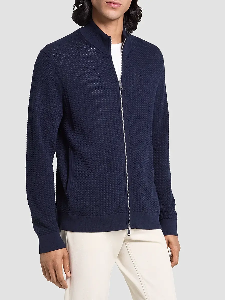 Theory Men's Walton Knit Cotton Zip-Front Sweater | Thumbnail 6 Theory Men's Walton Knit Cotton Zip-Front Sweater | Thumbnail 6