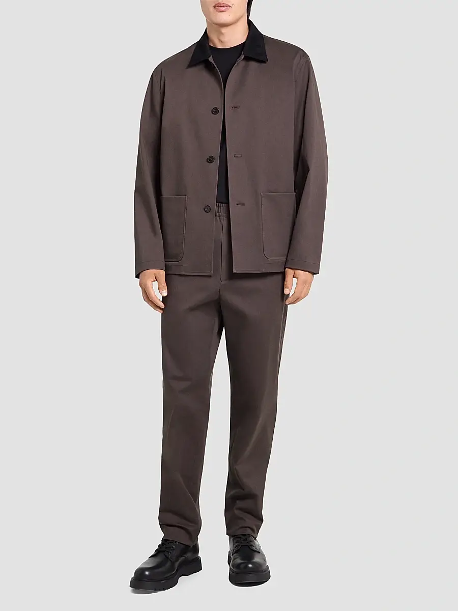 Theory Men's Corduroy-Collar Cotton Twill Jacket | Thumbnail 2 Theory Men's Corduroy-Collar Cotton Twill Jacket | Thumbnail 2
