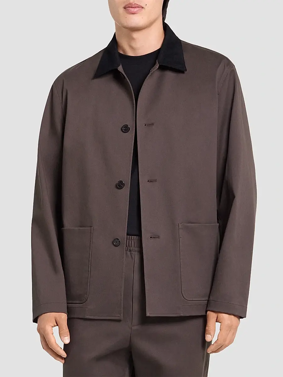 Theory Men's Corduroy-Collar Cotton Twill Jacket | Thumbnail 4 Theory Men's Corduroy-Collar Cotton Twill Jacket | Thumbnail 4