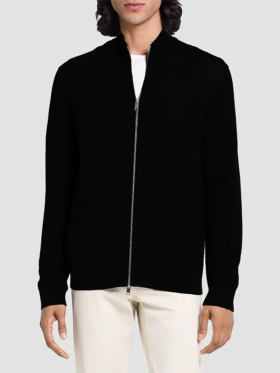 Theory Men's Walton Knit Cotton Zip-Front Sweater | Thumbnail 4 Theory Men's Walton Knit Cotton Zip-Front Sweater | Thumbnail 4