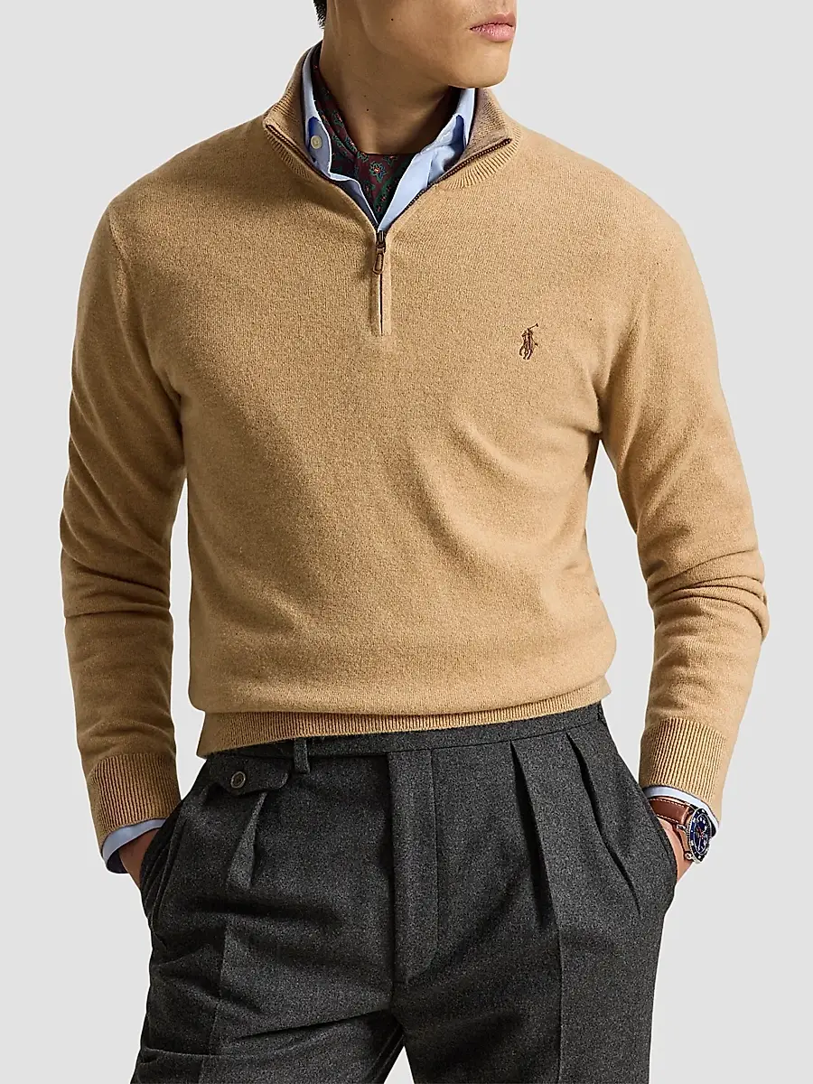 Polo Ralph Lauren Men's Cashmere Quarter-Zip Sweater | Thumbnail 4 Polo Ralph Lauren Men's Cashmere Quarter-Zip Sweater | Thumbnail 4