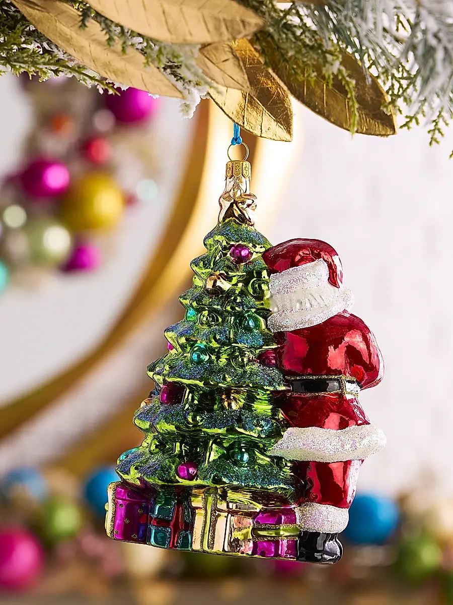 Exclusively Ours Santa With Tree And Snowman Glass Ornament | Thumbnail 2 Exclusively Ours Santa With Tree And Snowman Glass Ornament | Thumbnail 2