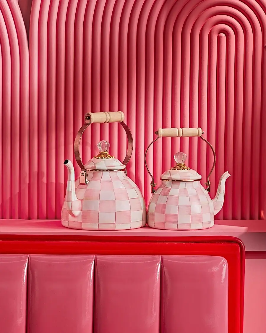 MacKenzie-Childs Rosy Check Enamel Tea Kettle | Thumbnail 3