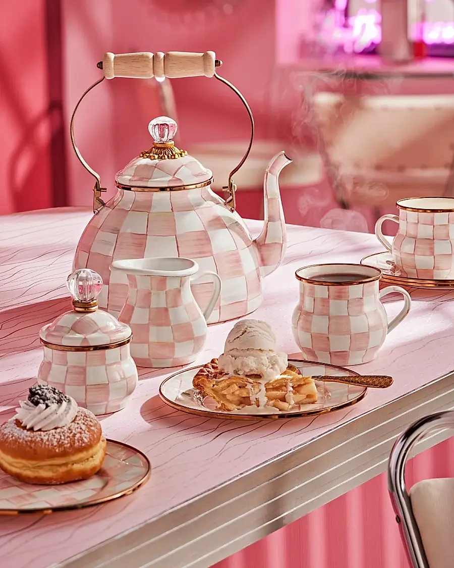 MacKenzie-Childs Rosy Check Enamel Tea Kettle | Thumbnail 4