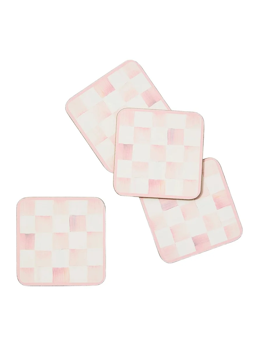 MacKenzie-Childs Rosy Check Cork Coasters 4-Piece Set