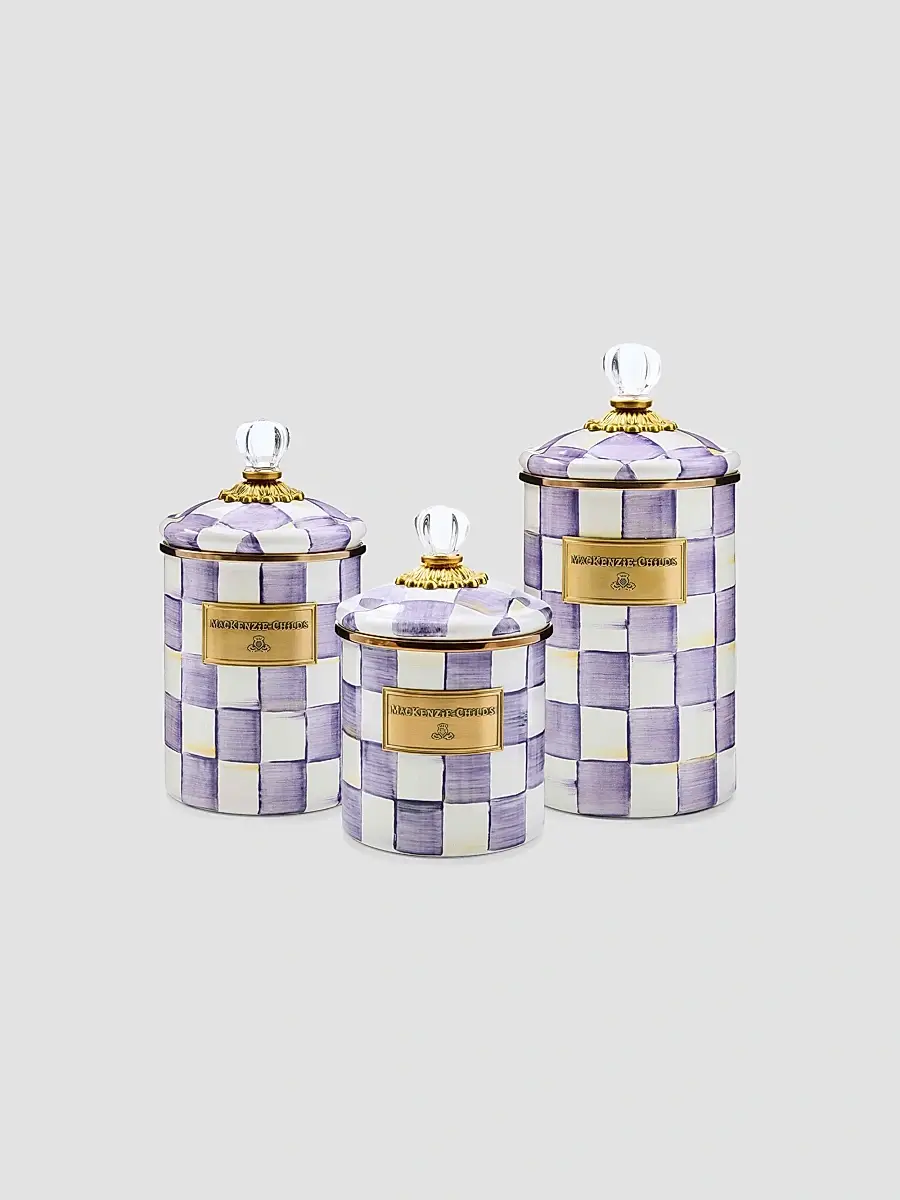 MacKenzie-Childs Violet Check Small Canister | Thumbnail 2 MacKenzie-Childs Violet Check Small Canister | Thumbnail 2