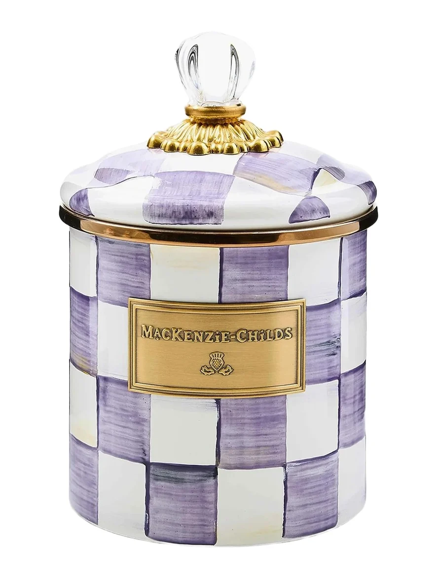 MacKenzie-Childs Violet Check Small Canister