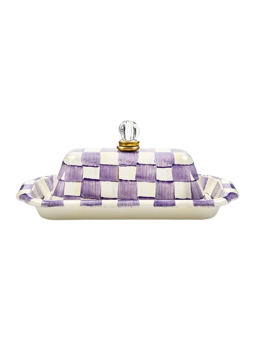 MacKenzie-Childs Violet Check Butter Box