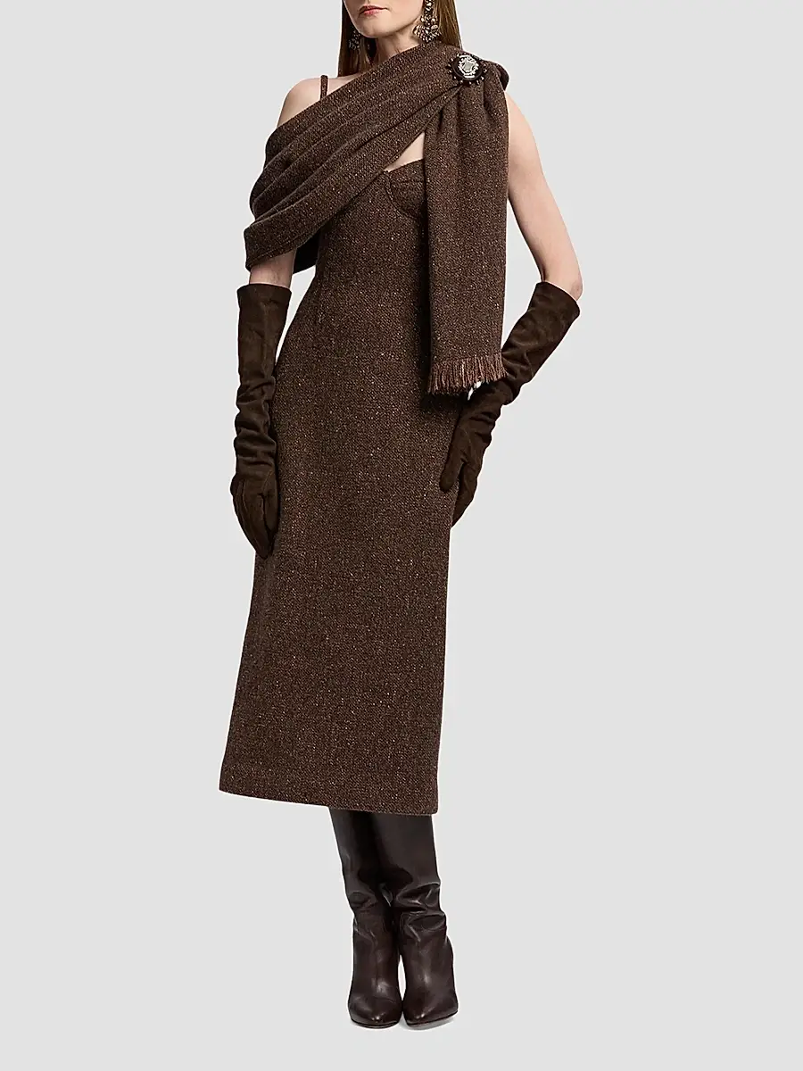 Ralph Lauren Collection Women's Jocey Wool-Blend Donegal Tweed Day Dress | Thumbnail 2