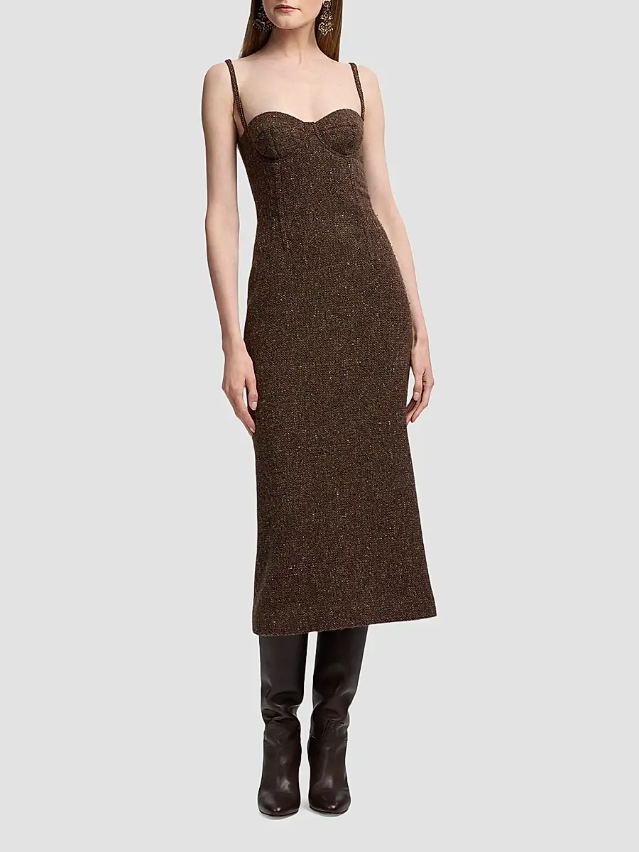 Ralph Lauren Collection Women's Jocey Wool-Blend Donegal Tweed Day Dress | Thumbnail 4