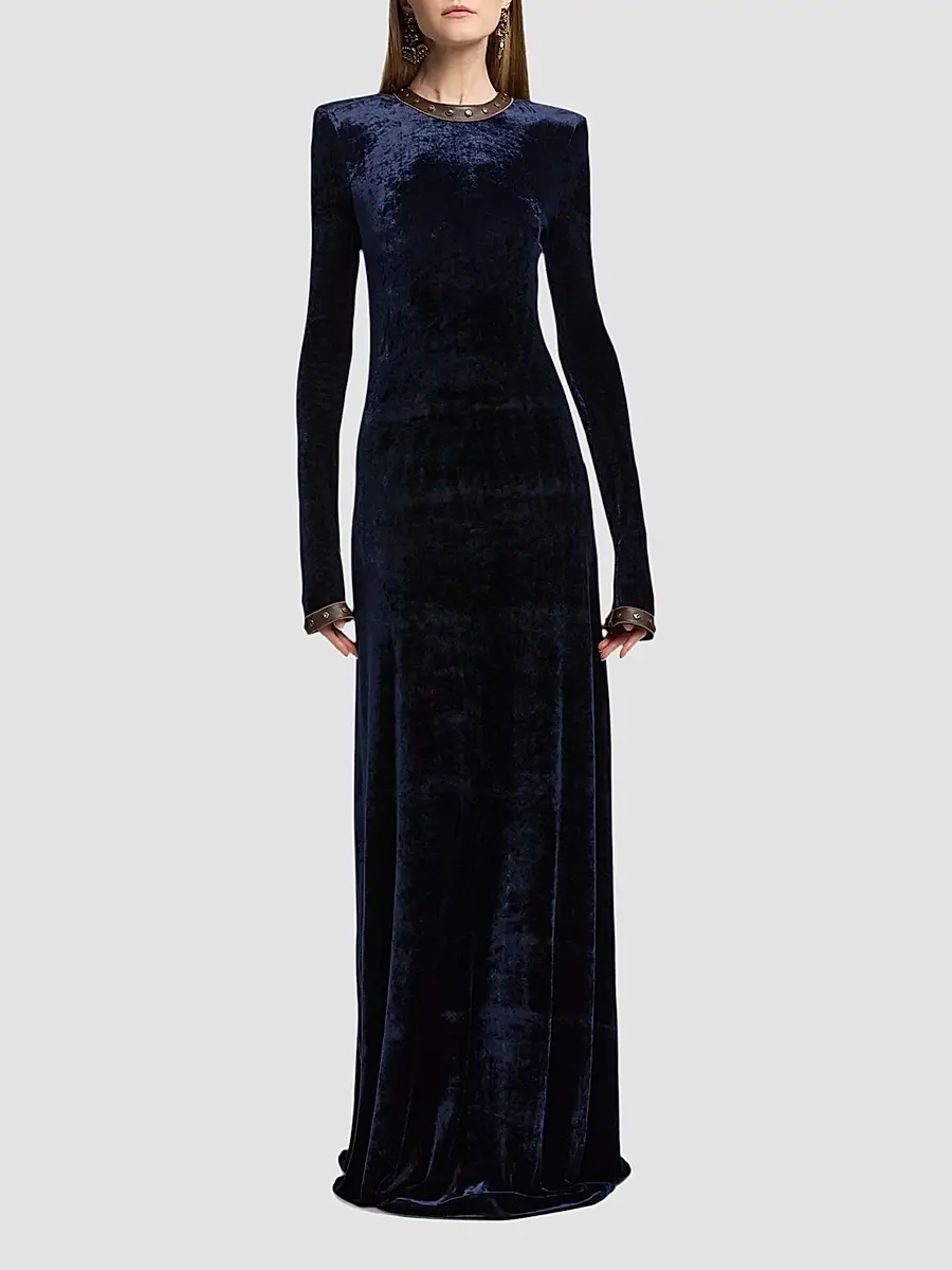 Ralph Lauren Collection Women's Nancie Velour Column Gown | Thumbnail 2