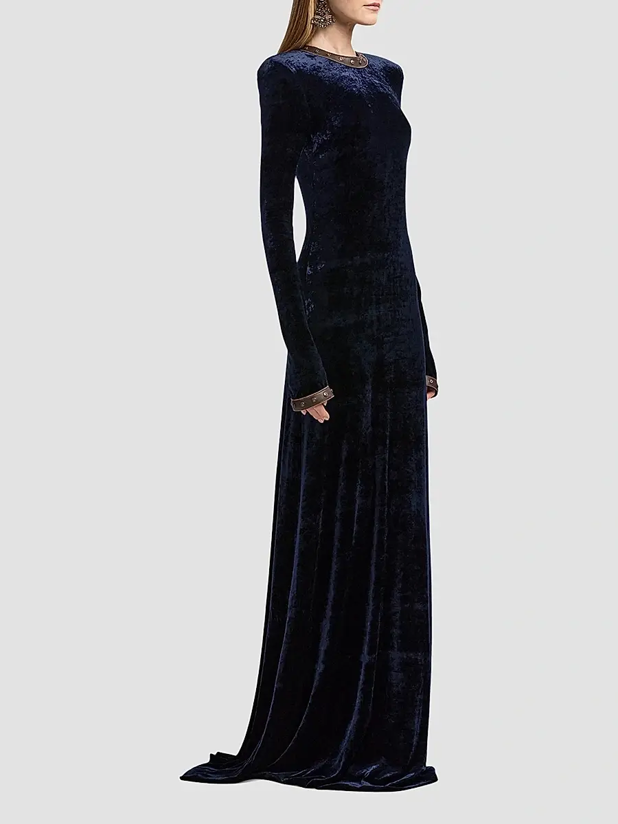 Ralph Lauren Collection Women's Nancie Velour Column Gown | Thumbnail 4